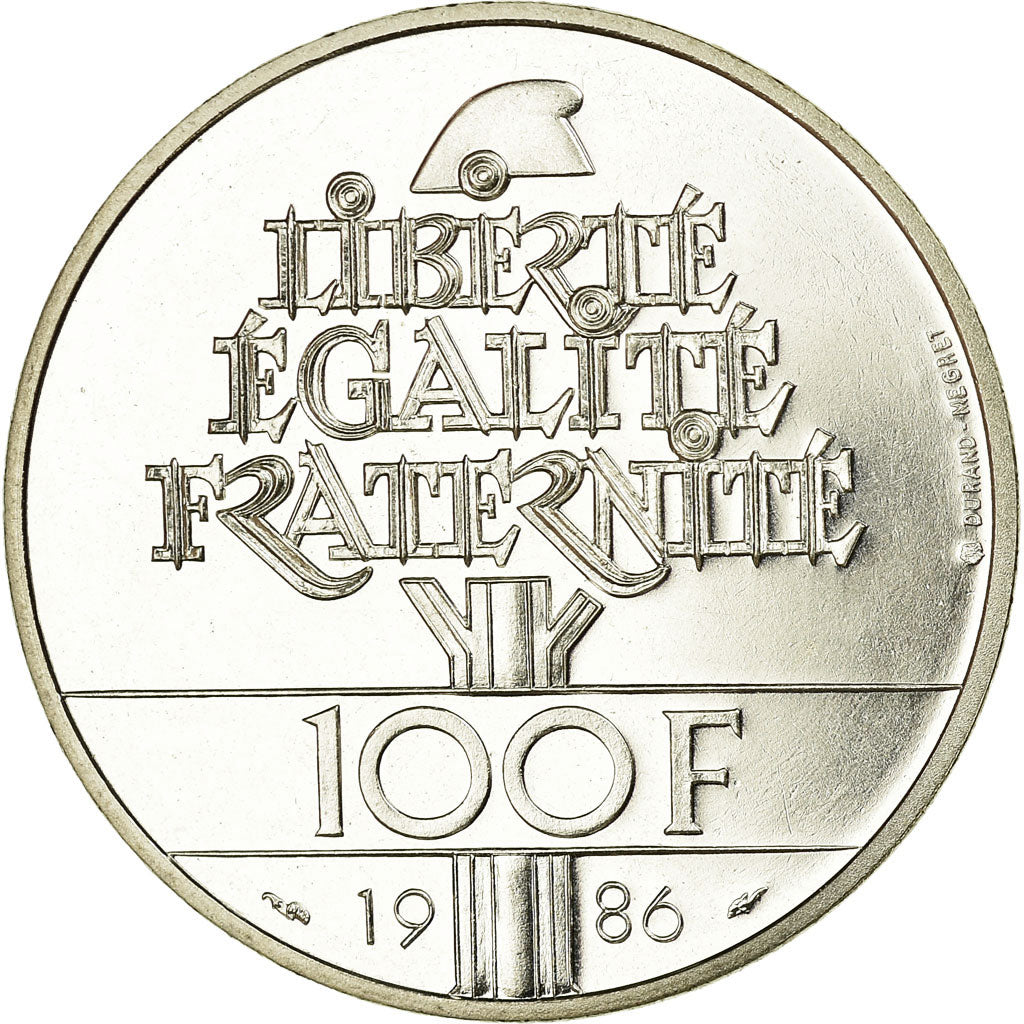 Coin, France, Statue de la Liberté, 100 Francs, 1986, MS(65-70), Silver