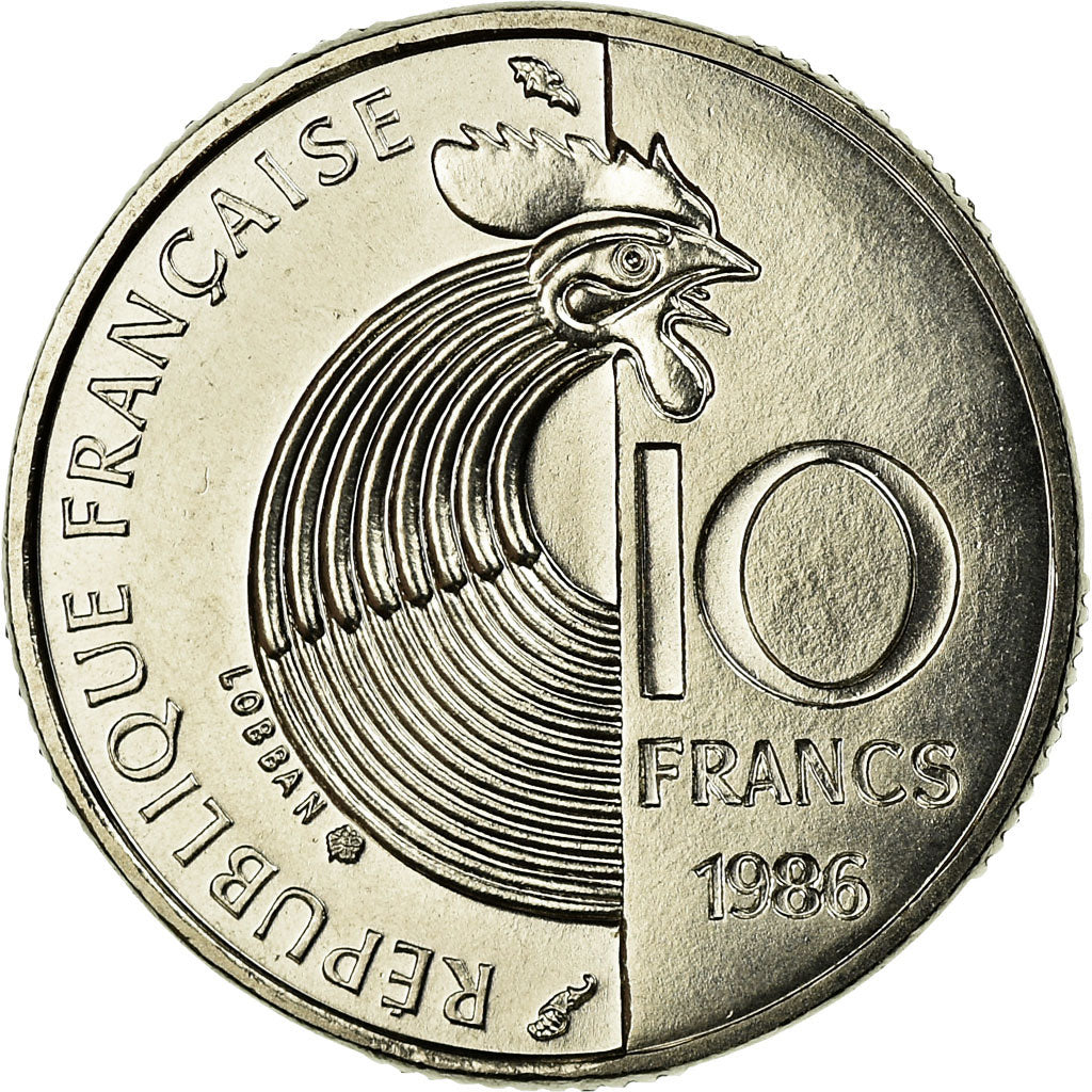 Moeda, França, Schumann, 10 Francs, 1986, Paris, MS(65-70), Níquel, KM:958