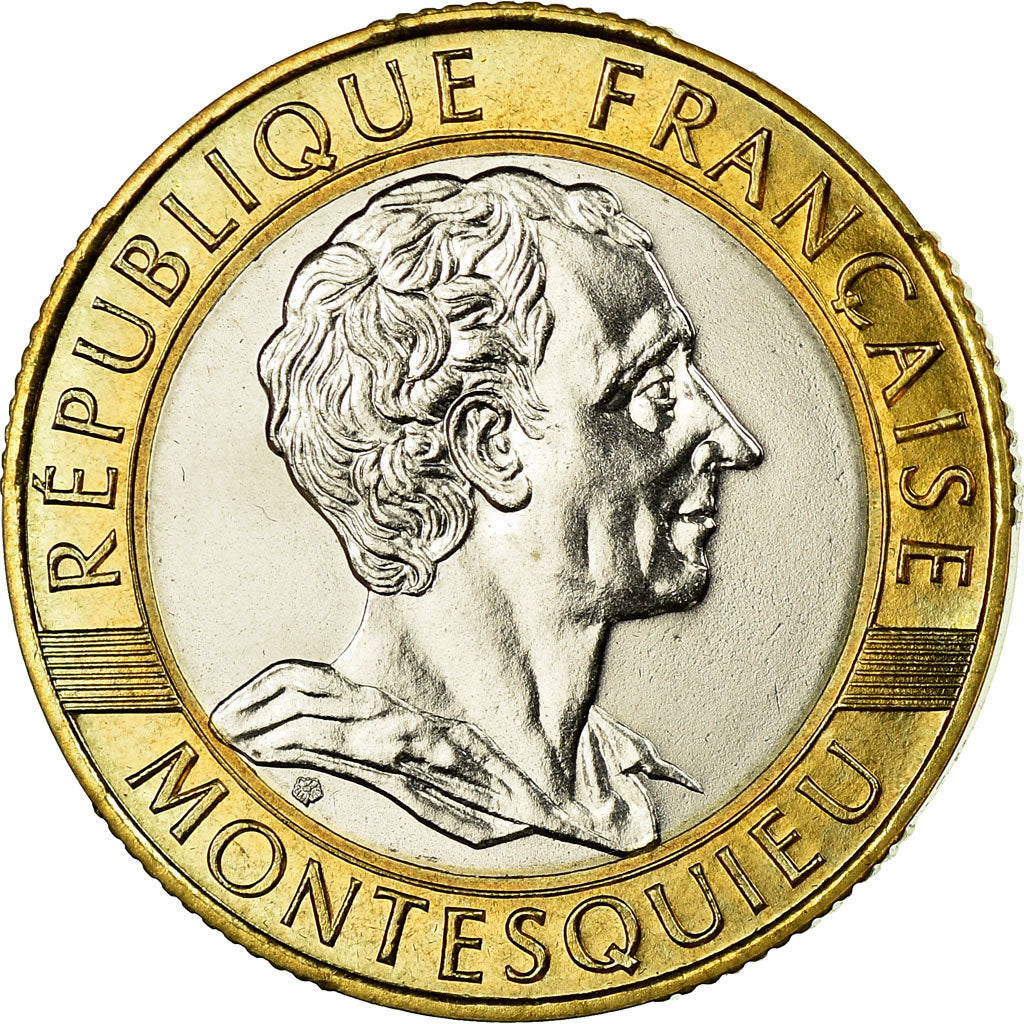 Coin, France, Montesquieu, 10 Francs, 1989, Paris, MS(65-70), Bi-Metallic