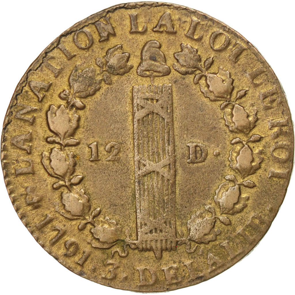 Francia, 12 deniers françois, 12 Deniers, 1791, Paris, BB+, Bronzo, KM:600.1...