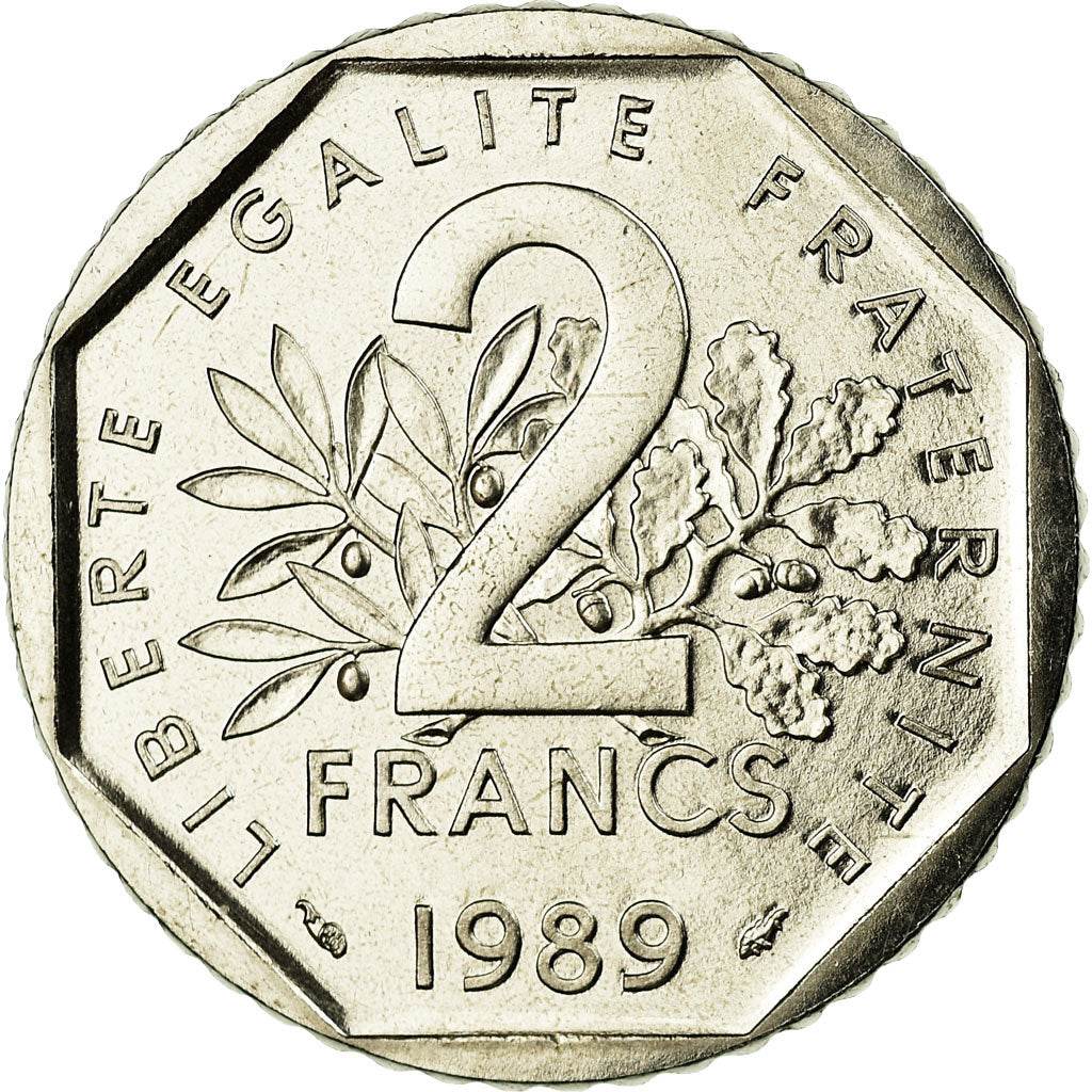 Moneda, Francia, Semeuse, 2 Francs, 1989, Paris, FDC, Níquel, KM:942.1