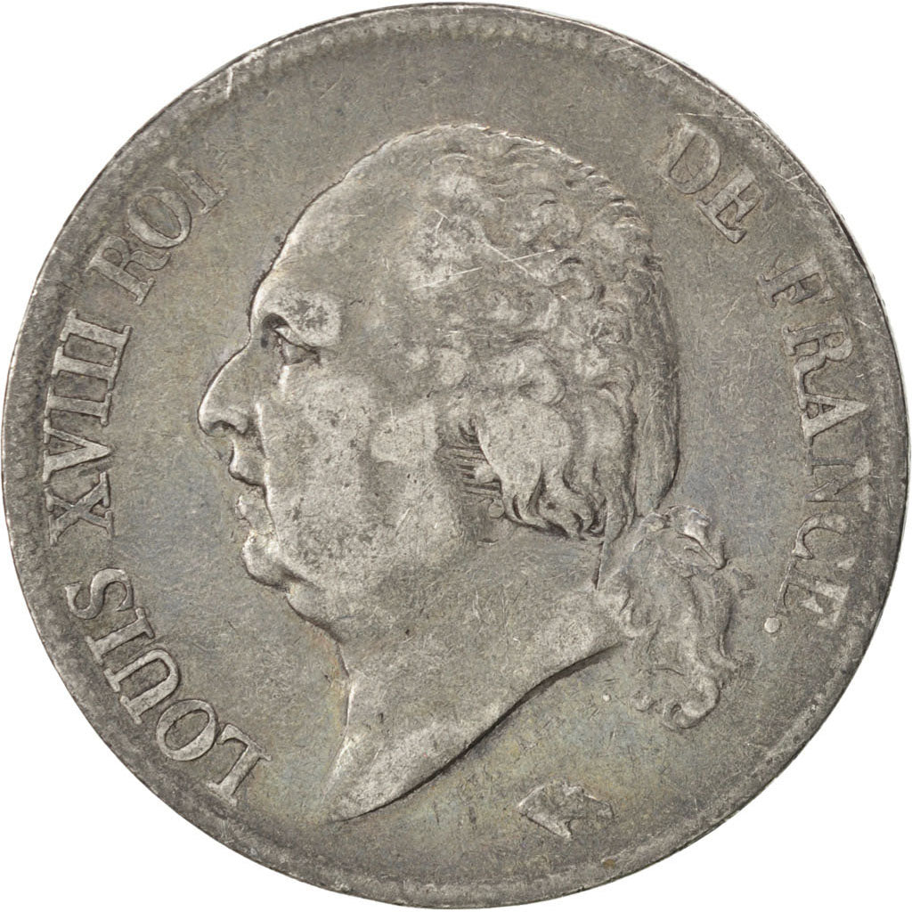 Francia, 5 Francs, 1822, Lille, MB+, Argento, KM:711.13, Gadoury:614
