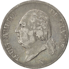 Francia, 5 Francs, 1822, Lille, MB+, Argento, KM:711.13, Gadoury:614