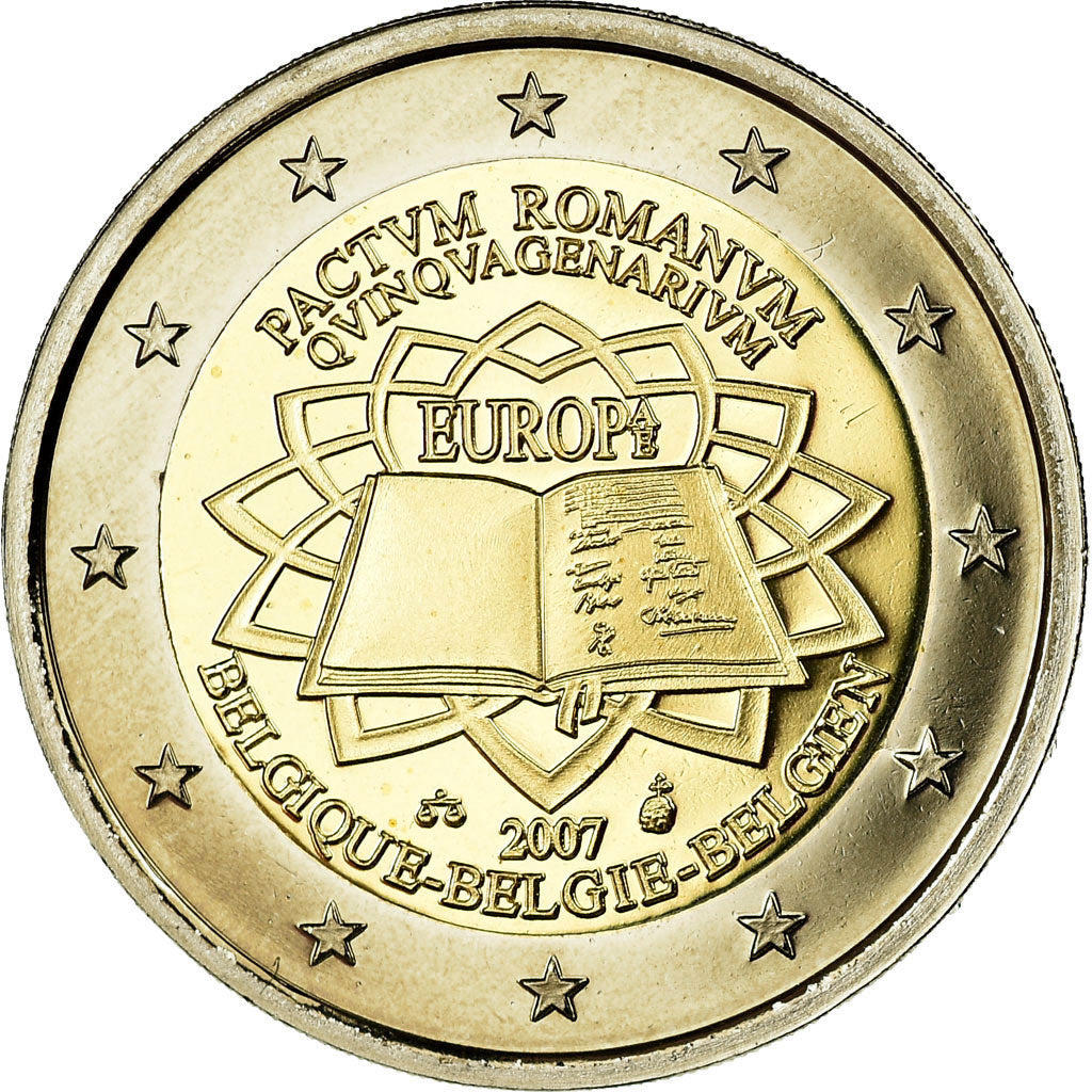 Belgium, 2 Euro, Traité de Rome 50 ans, 2007, BE, MS(65-70), Bi-Metallic