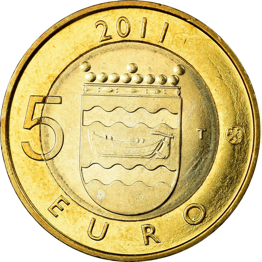 Finlândia, 5 Euro, Province de Uusimaa, 2011, MS(63), Bimetálico, KM:160