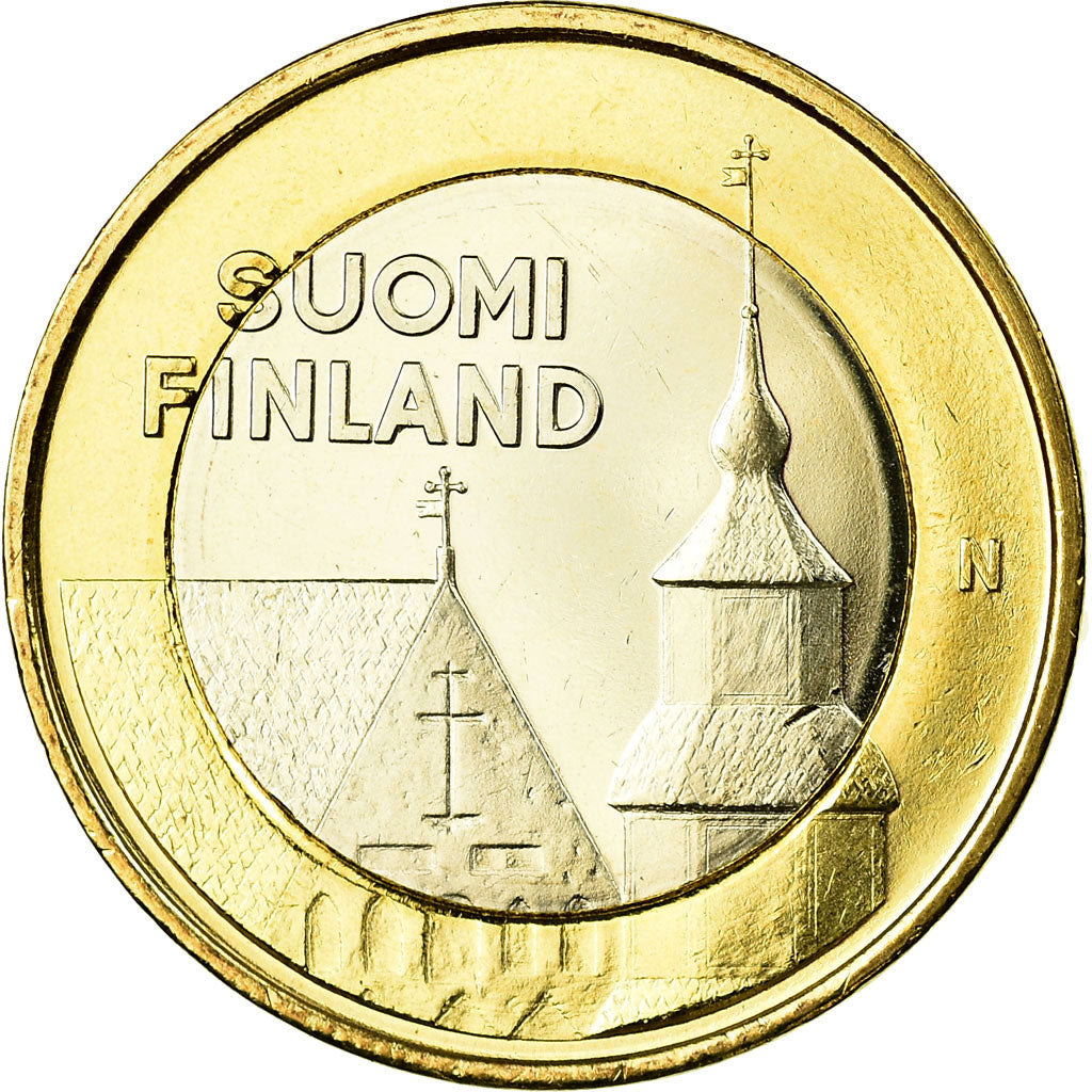 Finland, 5 Euro, Eglise médiévale St Lauri, 2013, MS(63), Bi-Metallic, KM:197
