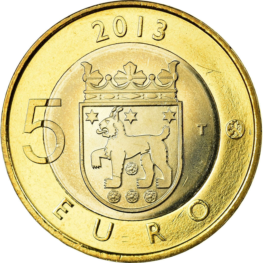 Finland, 5 Euro, Eglise médiévale St Lauri, 2013, MS(63), Bi-Metallic, KM:197