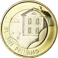 Finland, 5 Euro, Maison traditionnelle d'Ostrobotnie, 2013, MS(63), Bi-Metallic