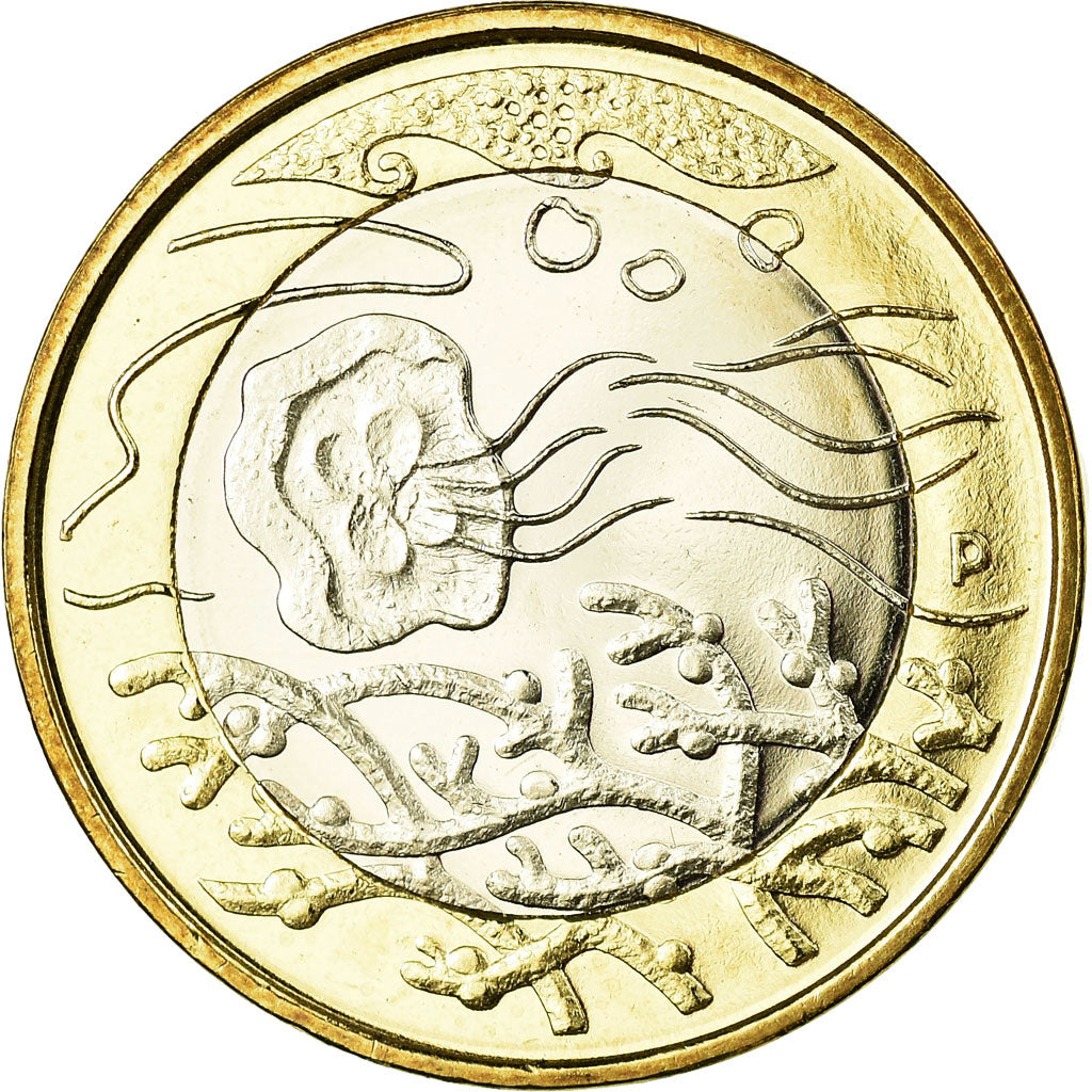 Finland, 5 Euro, Les eaux du nord, 2014, MS(63), Bi-Metallic, KM:206