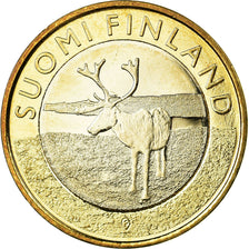 Finlande, 5 Euro, Le renne en Laponie, 2015, SPL, Bi-Metallic, KM:224