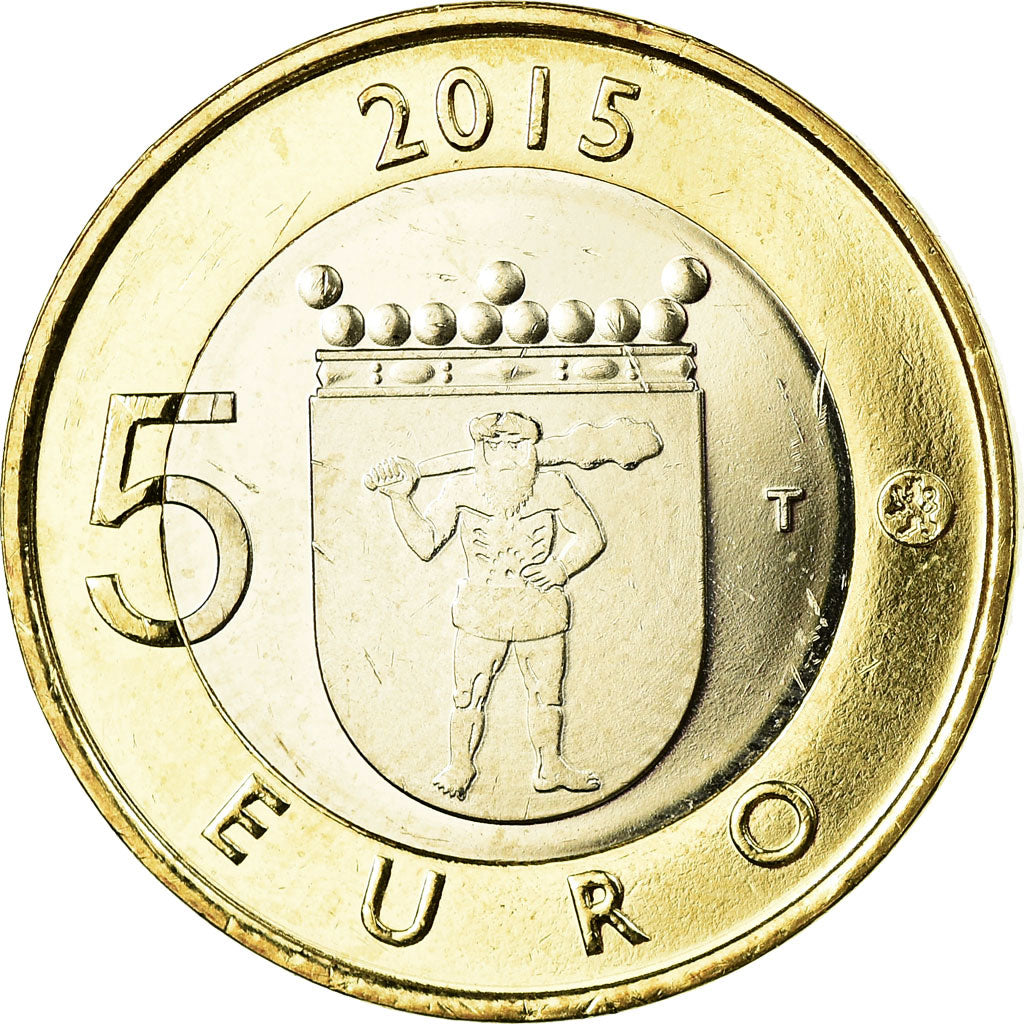 Finlande, 5 Euro, Le renne en Laponie, 2015, SPL, Bi-Metallic, KM:224