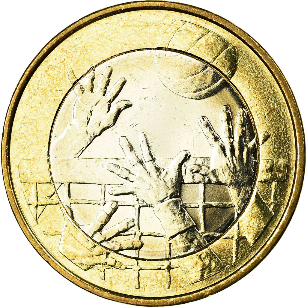 Finland, 5 Euro, Le volley-ball, 2015, MS(63), Bi-Metallic, KM:234