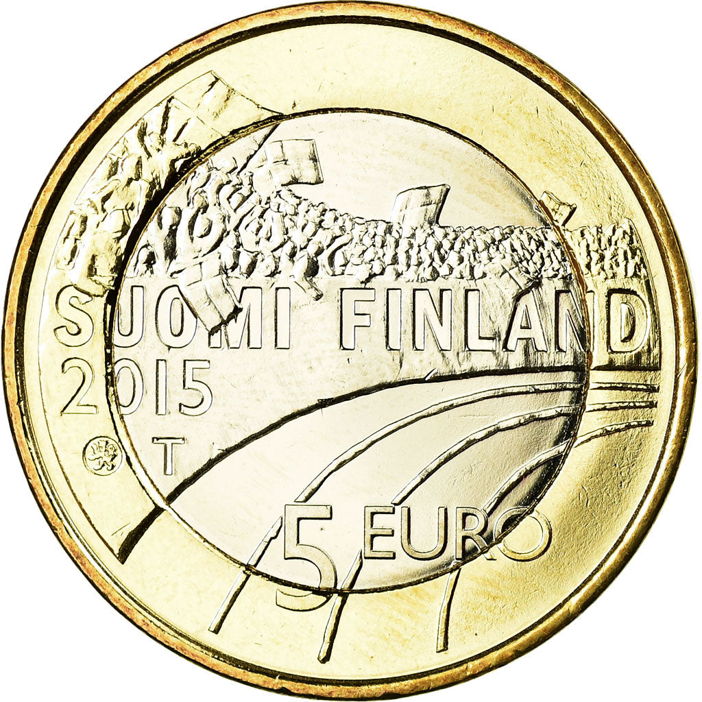 Finland, 5 Euro, Le patinage artistique, 2015, MS(63), Bi-Metallic, KM:235