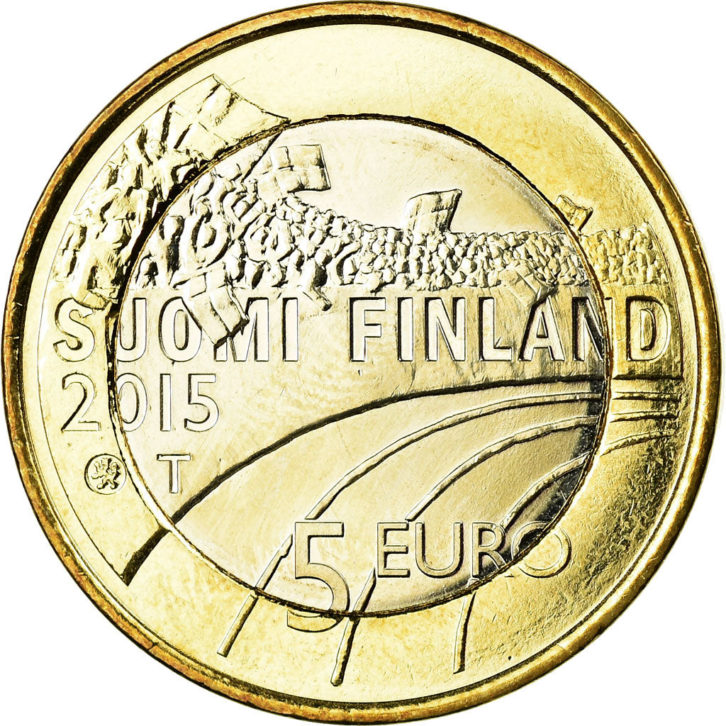 Finland, 5 Euro, La gymnastique, 2015, MS(63), Bi-Metallic, KM:236