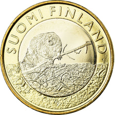 Finland, 5 Euro, Le castor en Satkunta, 2015, MS(63), Bi-Metallic, KM:240