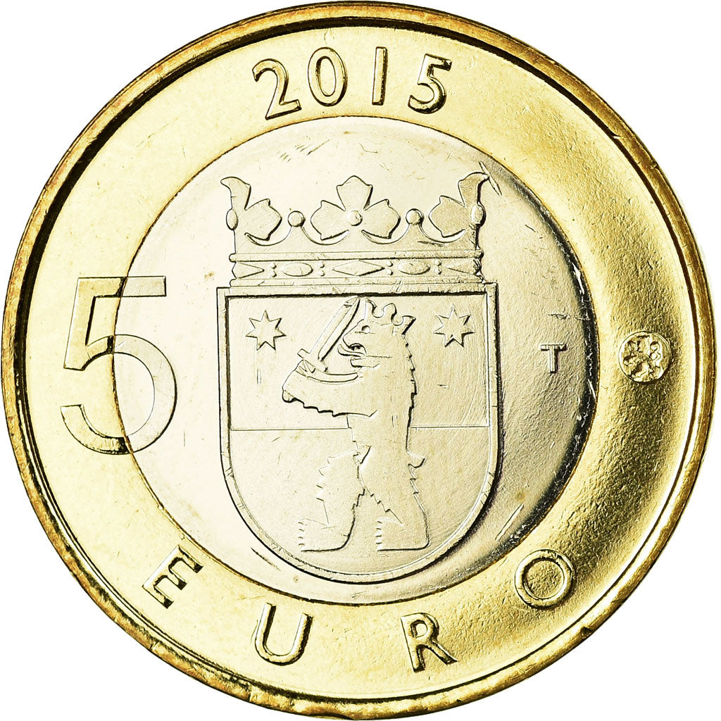 Finland, 5 Euro, Le castor en Satkunta, 2015, MS(63), Bi-Metallic, KM:240
