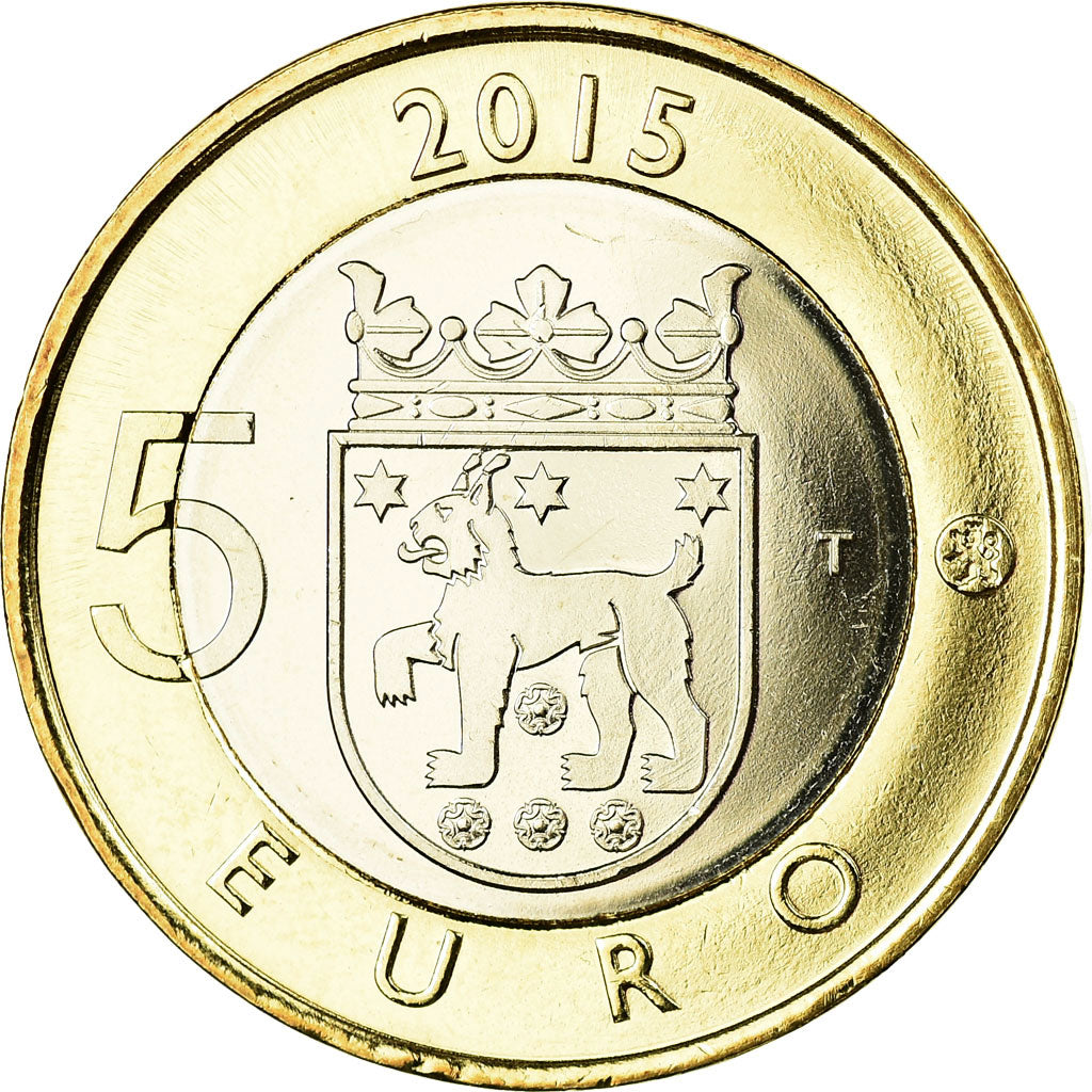 Finland, 5 Euro, Le lynx boréal en Häme, 2015, MS(63), Bi-Metallic, KM:241
