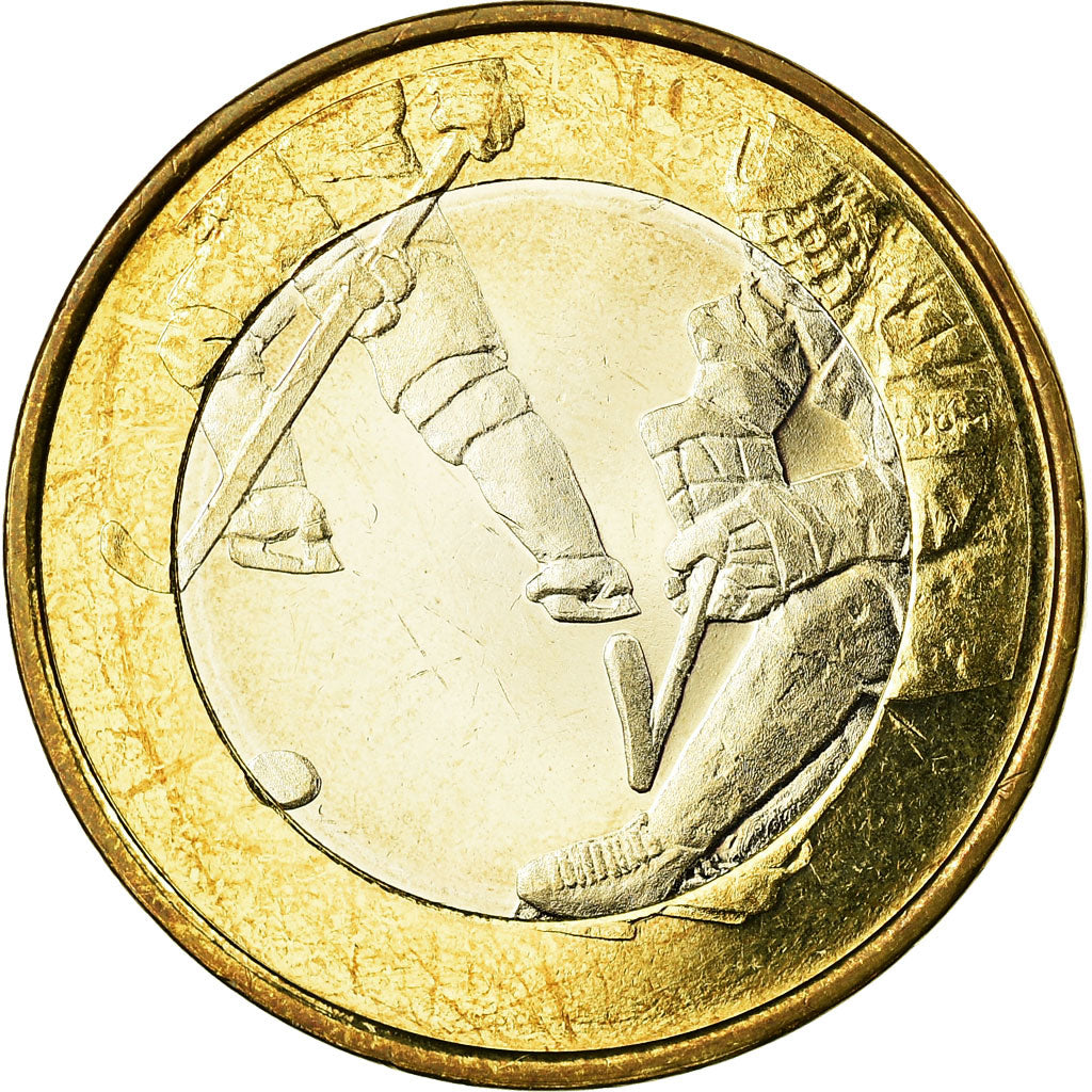 Finland, 5 Euro, Le hockey sur glace, 2016, MS(63), Bi-Metallic, KM:243