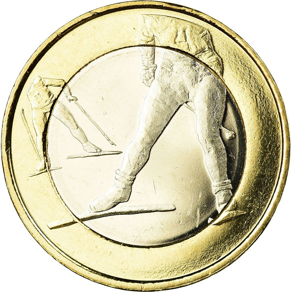 Finlande, 5 Euro, Le ski de fond, 2016, SPL, Bi-Metallic, KM:244