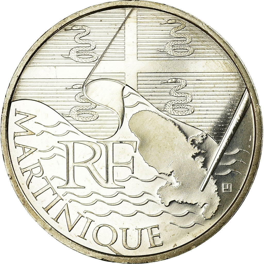 France, 10 Euro, Martinique, 2010, MS(63), Silver, KM:1662