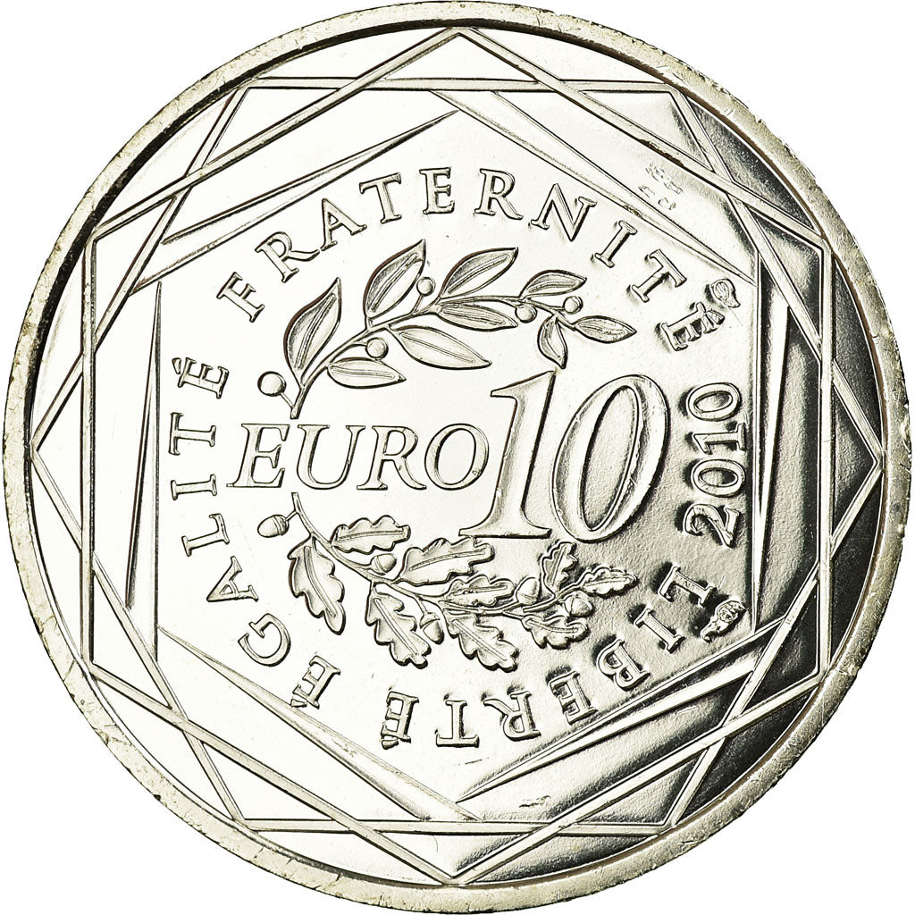 France, 10 Euro, Guyane, 2010, MS(63), Silver, KM:1654