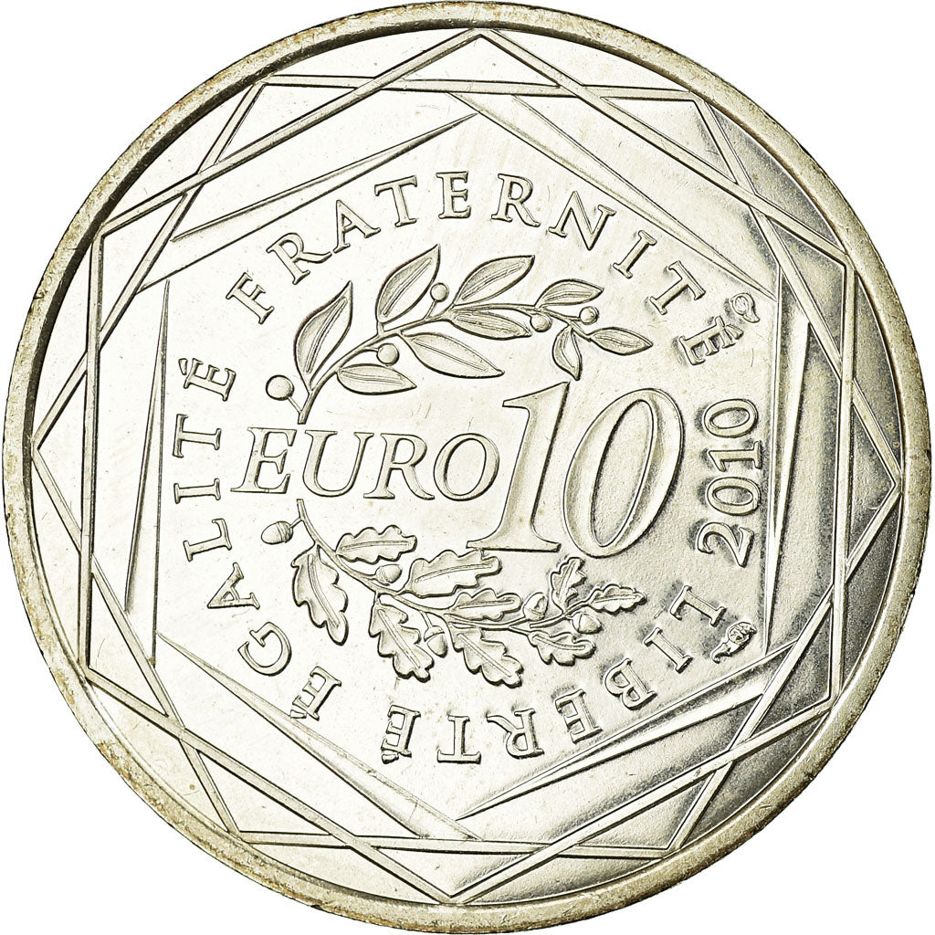 France, 10 Euro, Guadeloupe, 2010, MS(63), Silver, KM:1655