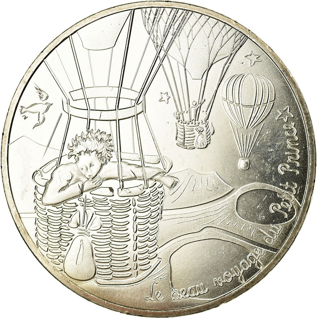 France, 10 Euro, Le Petit Prince en montgolfière, 2016, MS(63), Silver