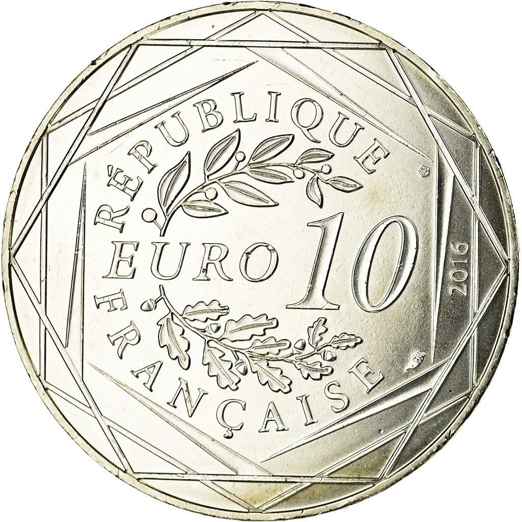 France, 10 Euro, Le Petit Prince et les plages du Nord, 2016, MS(63), Silver