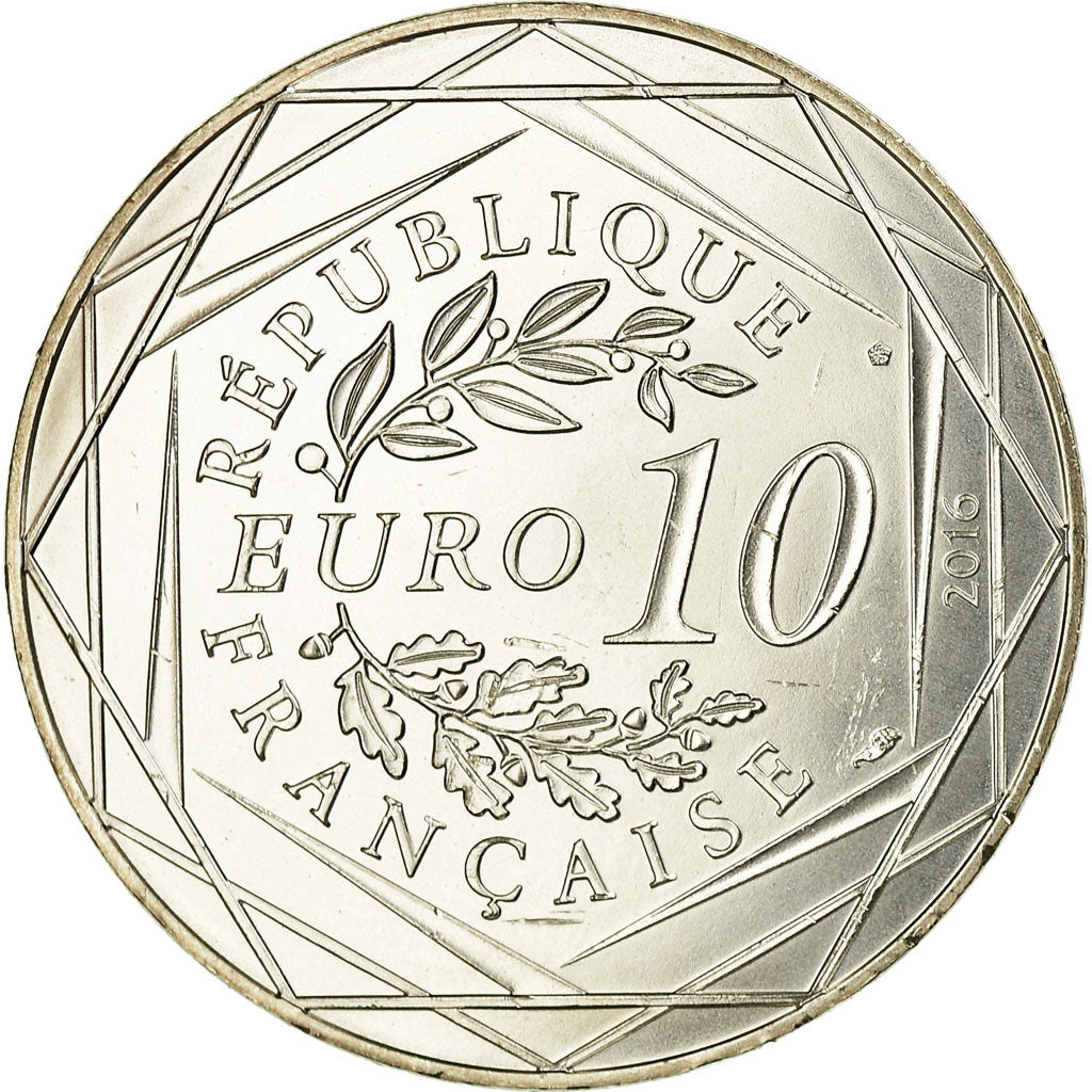 France, 10 Euro, Le Petit Prince en terrasse à Paris, 2016, MS(63), Silver
