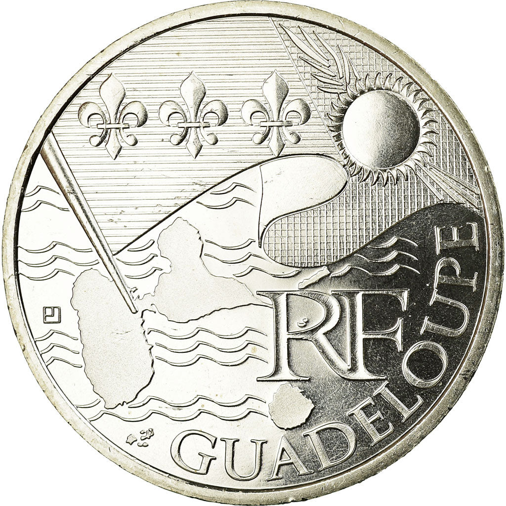 Frankrijk, 10 Euro, Guadeloupe, 2010, UNC-, Zilver, KM:1655