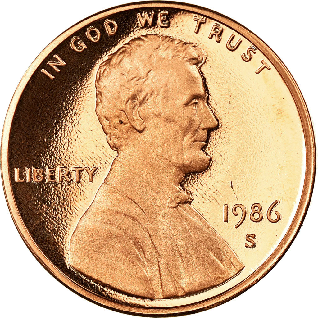 Coin, United States, Lincoln Cent, Cent, 1986, U.S. Mint, San Francisco, Proof