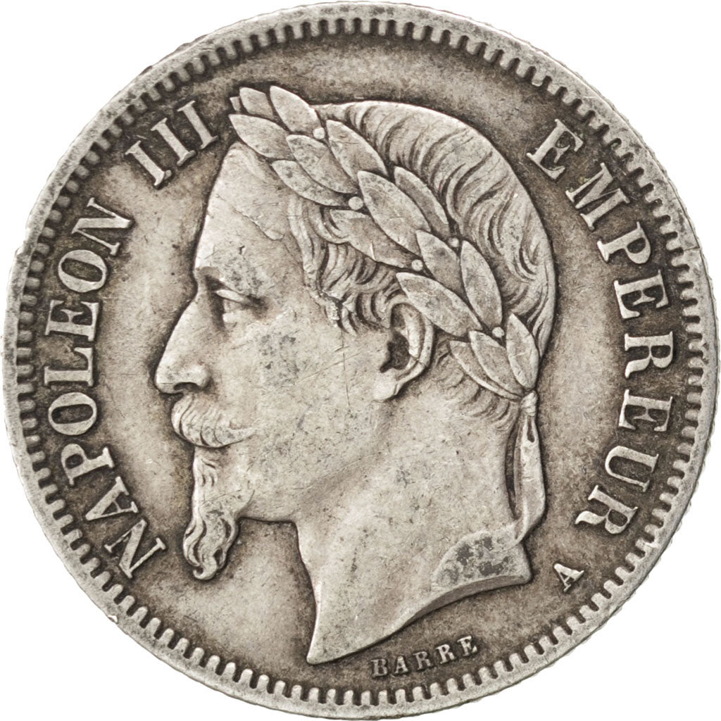FRANCE, 1 Franc, 1867, Paris, KM #806.1, VF(30-35), Silver, Gadoury #463, 4.98