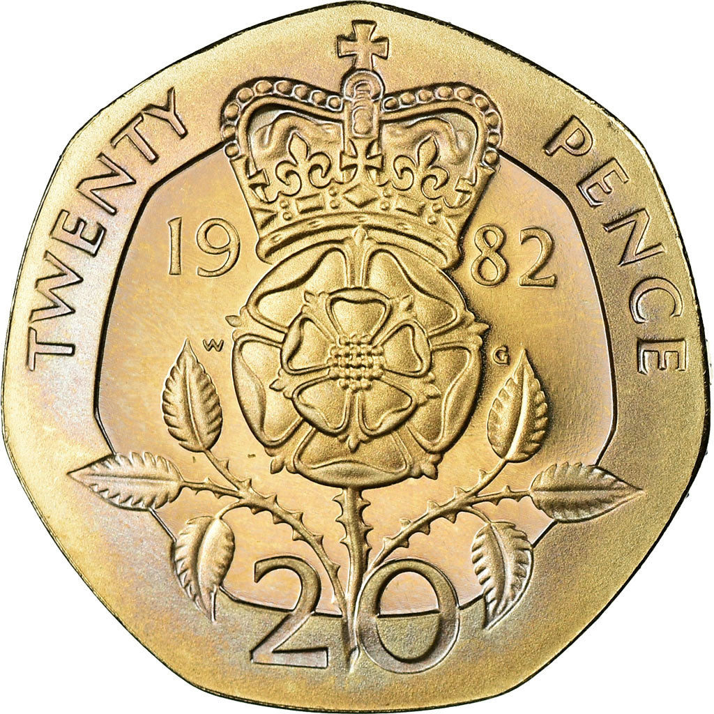 Coin, Great Britain, Elizabeth II, 20 Pence, 1982, Proof, MS(63), Copper-nickel