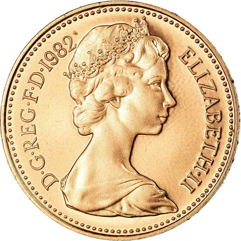 Coin, Great Britain, Elizabeth II, Penny, 1982, Proof, MS(65-70), Bronze, KM:927