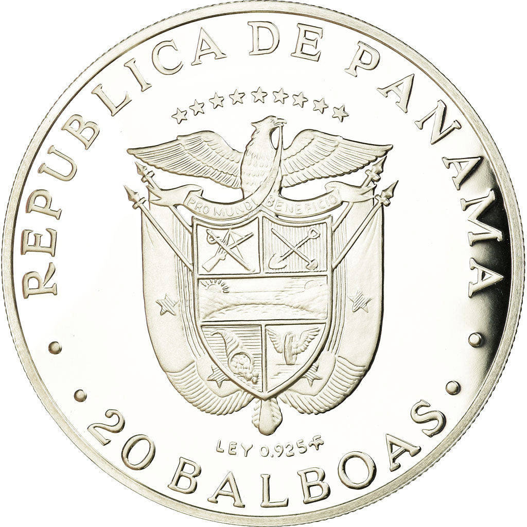 Moneda, Panamá, 20 Balboas, 1979, U.S. Mint, Proof, FDC, Plata, KM:44