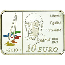 France, 10 Euro, Pablo Picasso, 2010, BE, MS(65-70), Silver, KM:1713