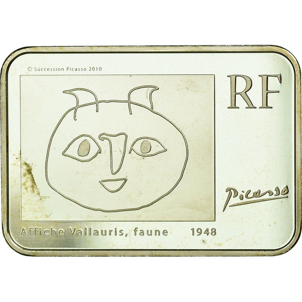 France, 10 Euro, Pablo Picasso, 2010, BE, MS(65-70), Silver, KM:1713