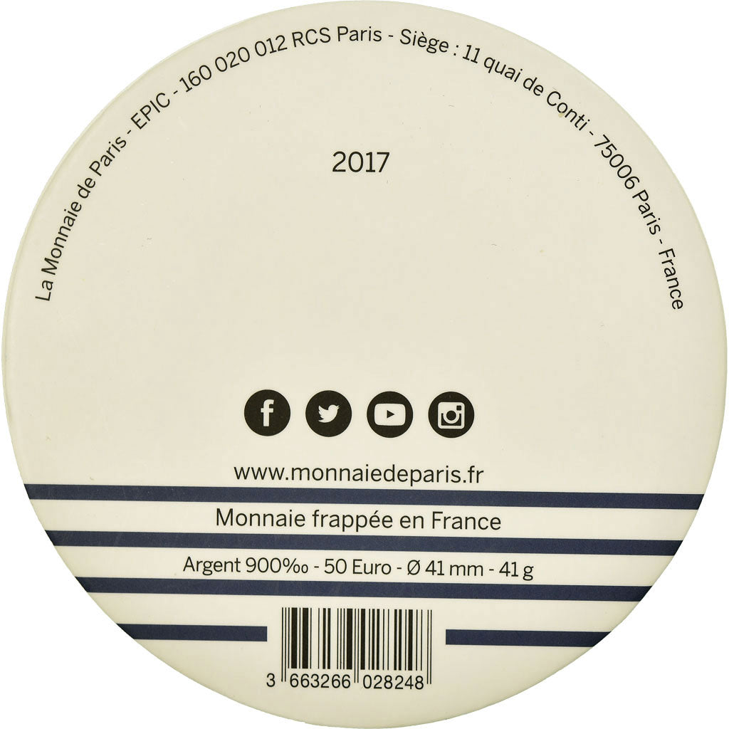France, 50 Euro, Jean Paul Gaultier, 2017, MS(65-70), Silver, Gadoury:EU893
