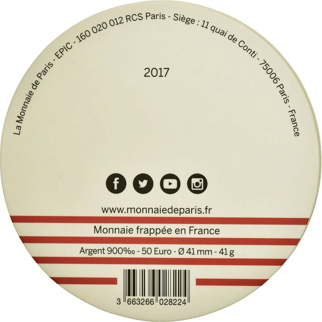 France, 50 Euro, Jean Paul Gaultier, 2017, FDC, Argent, Gadoury:EU894