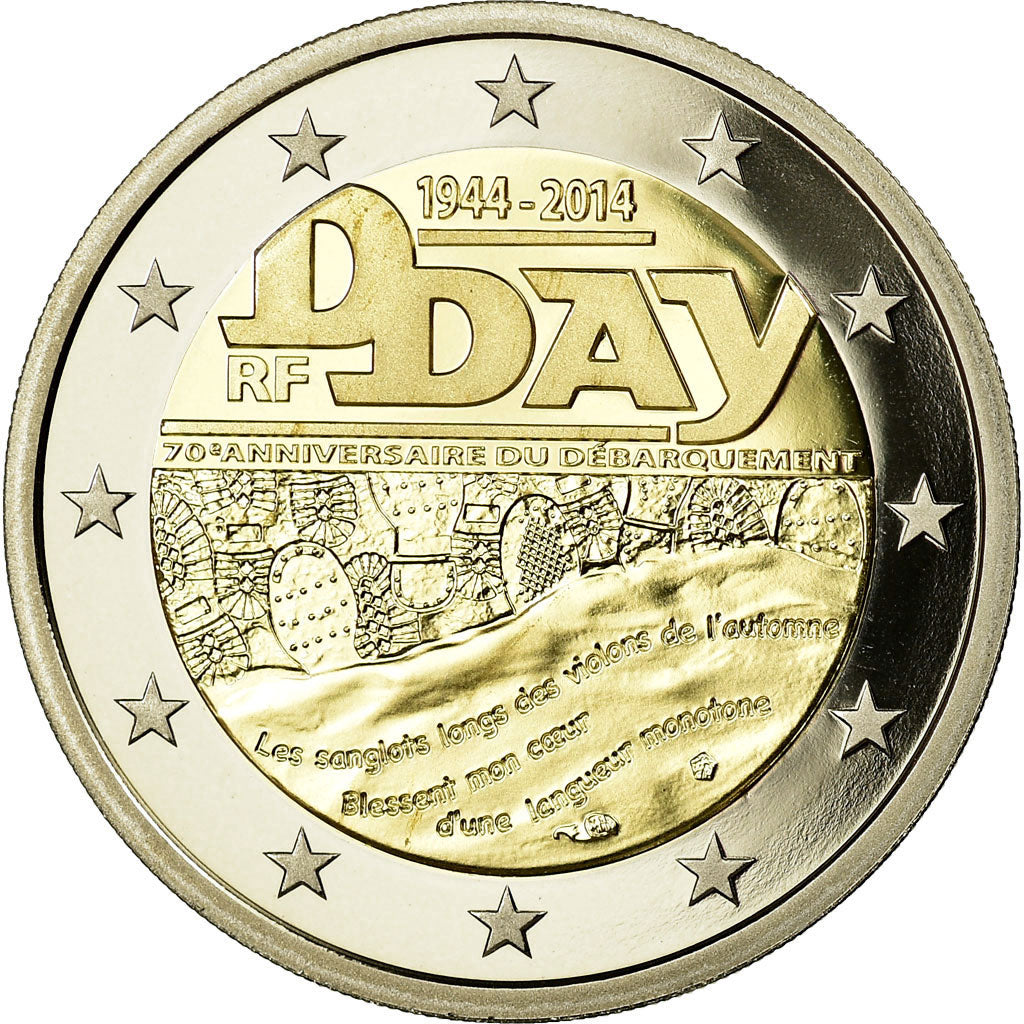 Frankreich, 2 Euro, D-Day, 2014, BE, STGL, Bi-Metallic, Gadoury:18
