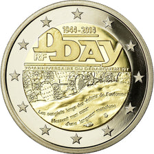 Frankreich, 2 Euro, D-Day, 2014, BE, STGL, Bi-Metallic, Gadoury:18
