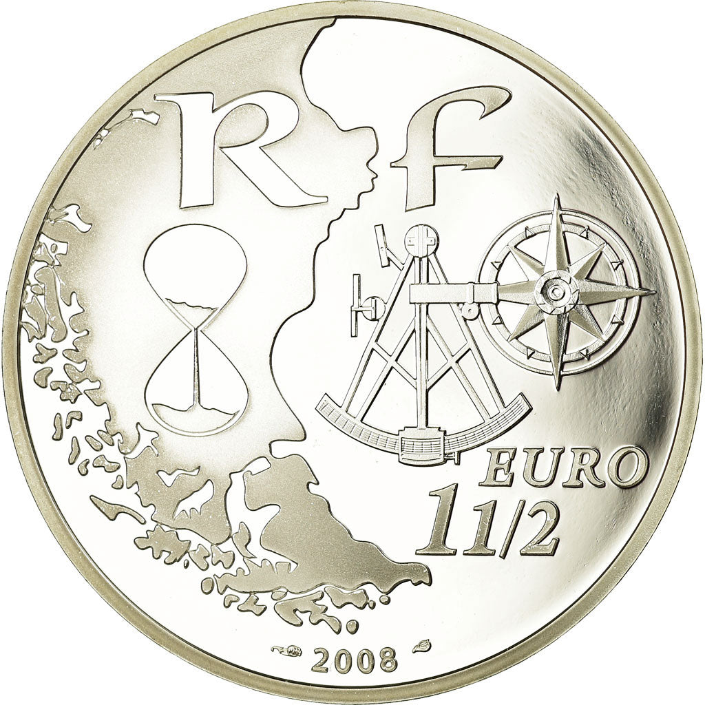 France, 1-1/2 Euro, Rouen - Armada, 2008, FDC, Argent, Gadoury:EU314, KM:1558