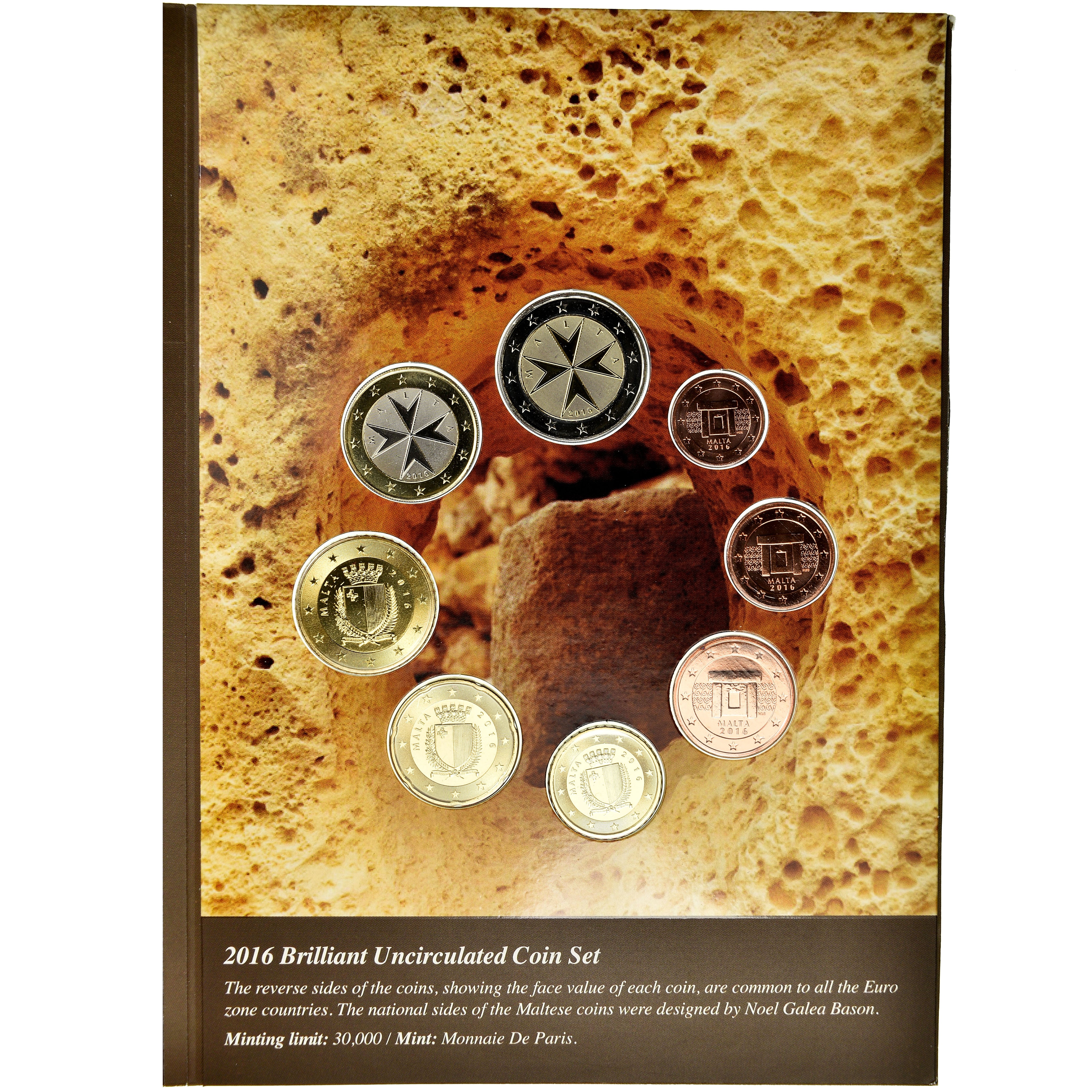 Malta, 1 Cent to 2 Euro, 2016, Paris, MS(65-70), (bez składu)