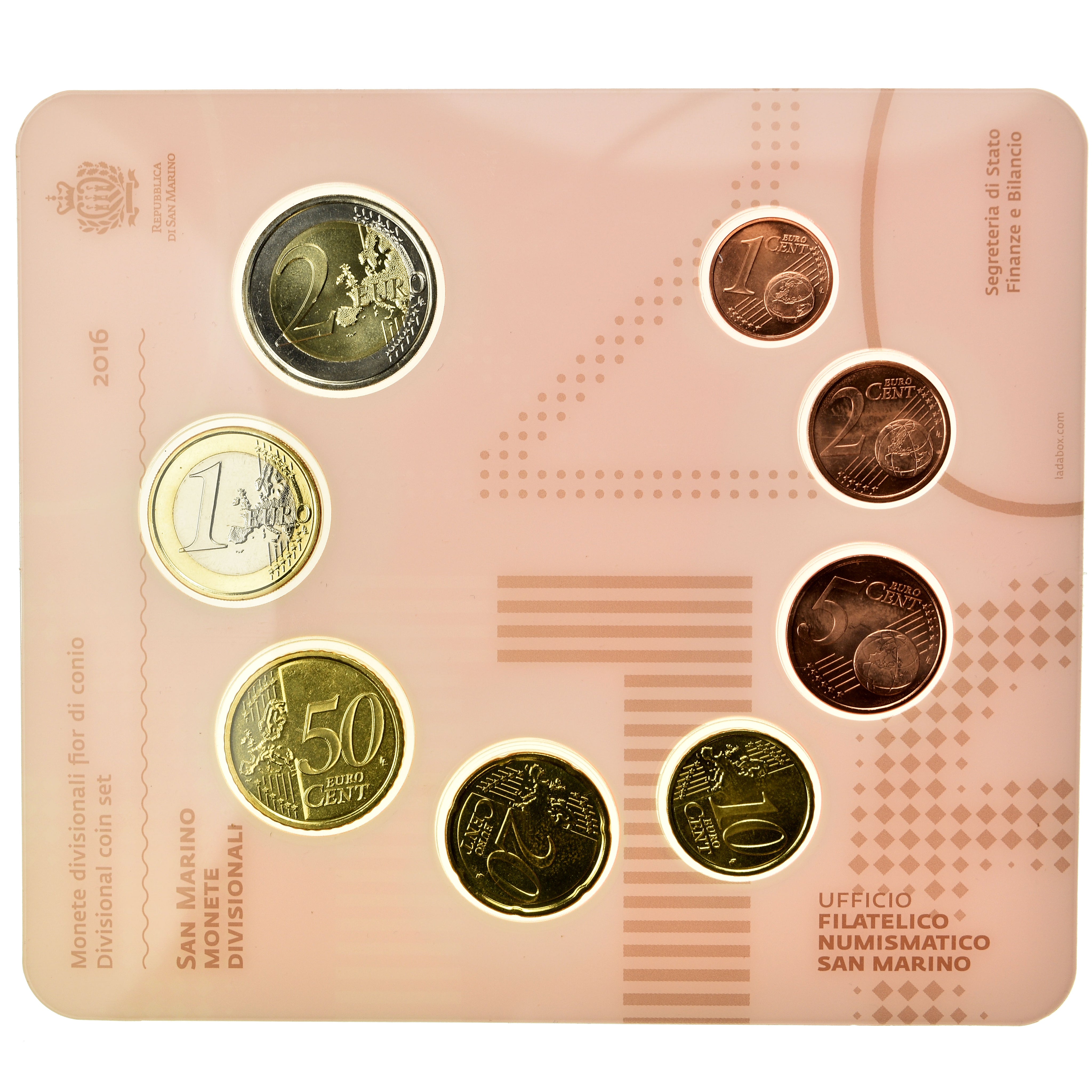 San Marino, 1 Cent to 2 Euro, 2016, MS(65-70)