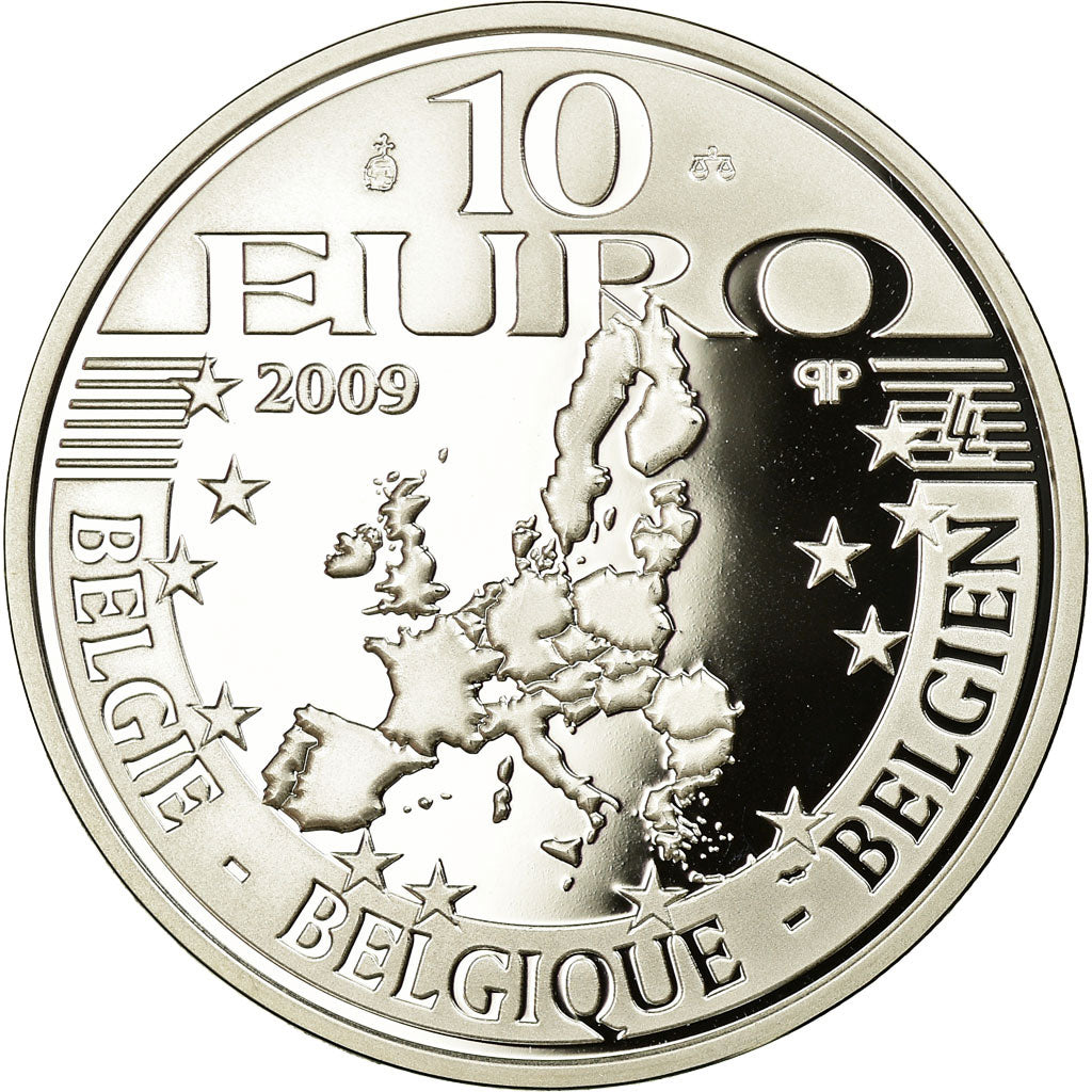 Belgium, 10 Euro, 75ème anniversaire du Roi, 2009, Proof, MS(65-70), Silver