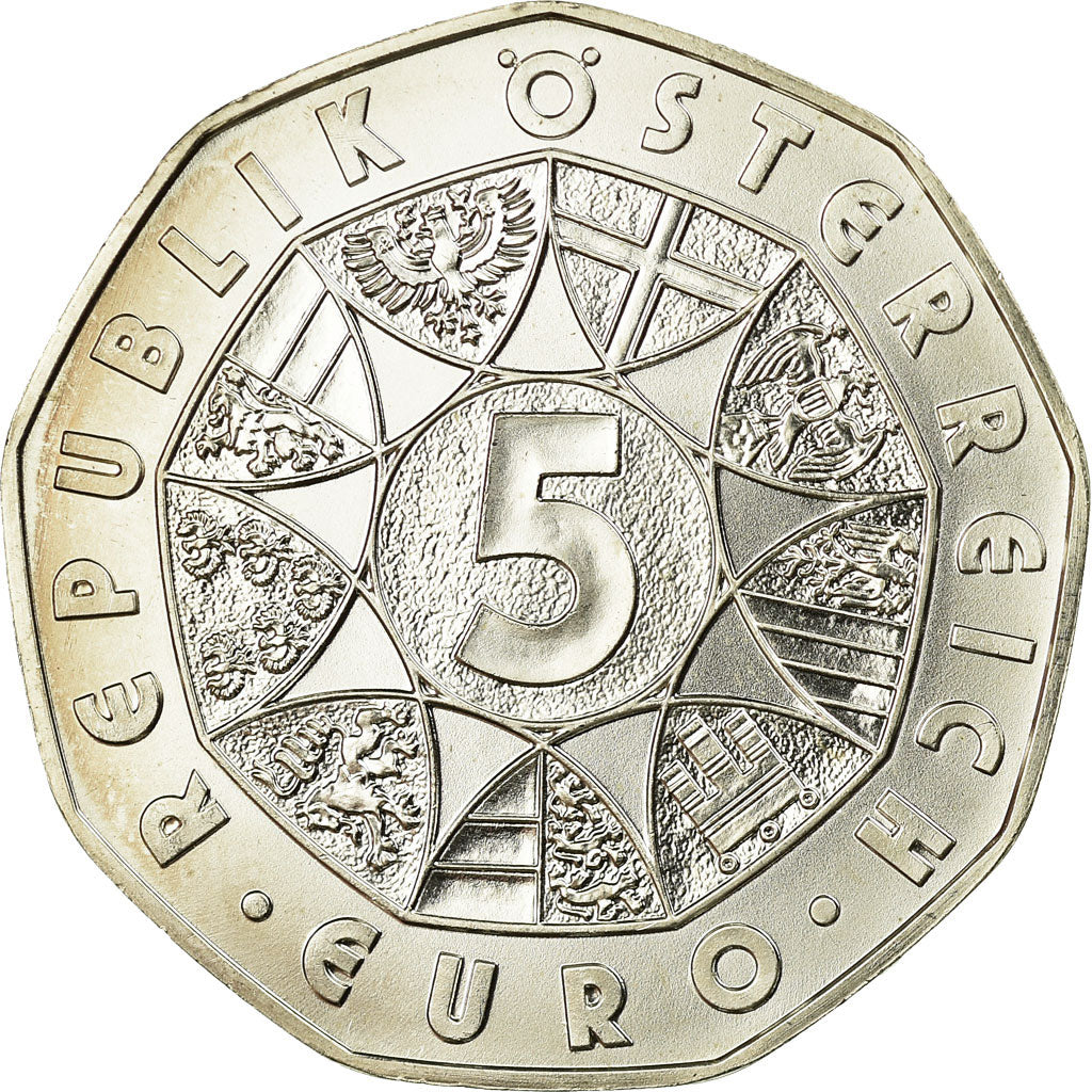 Áustria, 5 Euro, 2008, MS(65-70), Prata, KM:3164