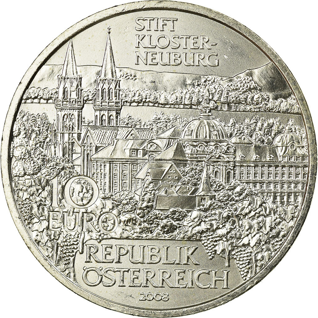Austria, 10 Euro, Abbaye de Klosterneuburg, 2008, MS(65-70), Silver, KM:3157