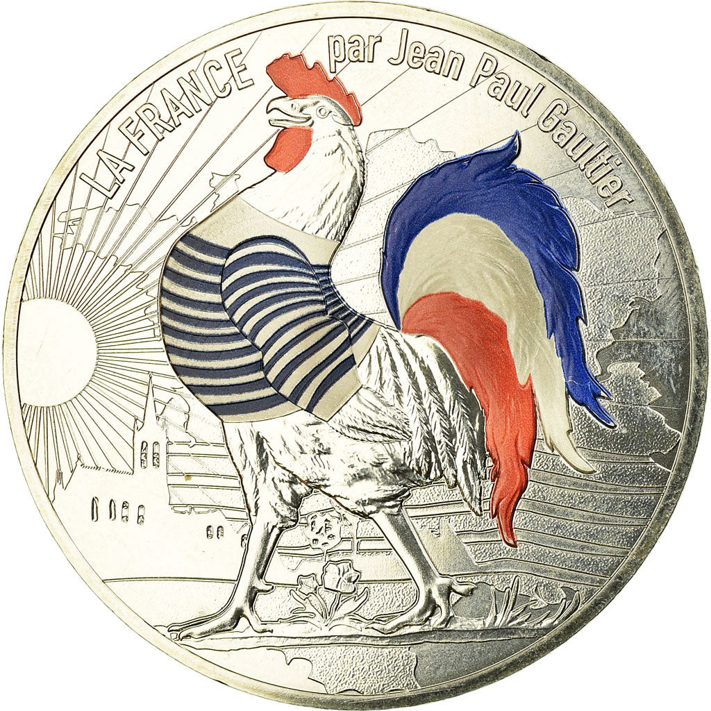 France, 50 Euro, Jean Paul Gaultier - Coq marinière, 2017, MS(65-70), Silver