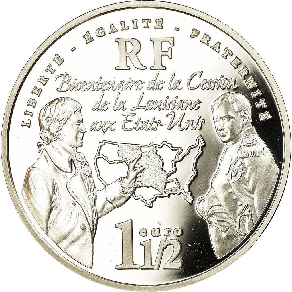 France, 1-1/2 Euro, Vente de la Louisiane aux U.S.A, 2003, BE, MS(65-70)