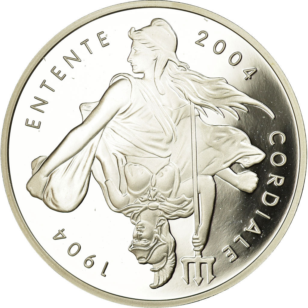 France, 1-1/2 Euro, Entente Cordiale, Le siècle, 2004, BE, MS(65-70), Silver